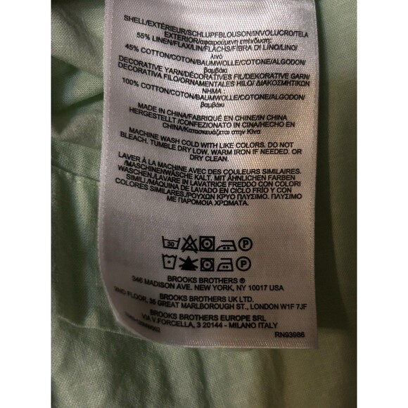 Brooks Brothers Women's Linen Blend Tunic Top Light Green 3/4 Sleeve Size XL - Picture 7 of 10